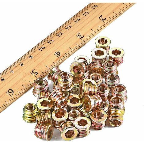 Lot de 20 inserts filetés pour vis à bois M8×15mm - Écrous à bois hexagonaux (avec clé hexagonale) (1/5)