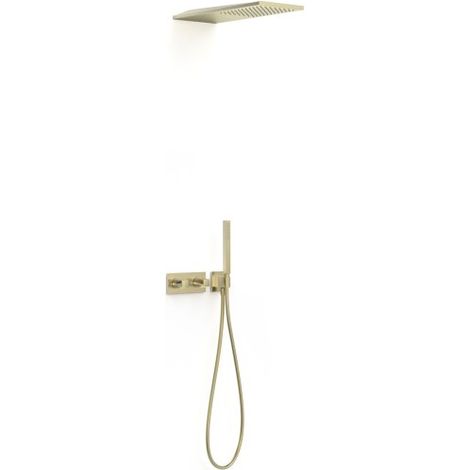 Kit robinet thermostatique encastré 2 voies pour douche B-system Cava doré - TRES 30725205CA