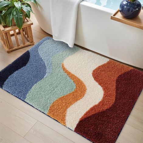 Badematte 40 x 60 cm, rutschfest und saugfähig, maschinenwaschbar, weich und komfortabel für Dusche und Badewanne, mehrfarbig (1/5)