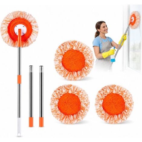Serpillière rotative en microfibre avec manche réglable, kit de nettoyage pour fenêtres (1/5)