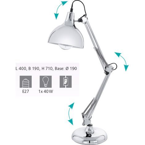 Lampada Da Tavolo Minimal Borgillio Acciaio Cromo 1 Luce E27 (1/5)