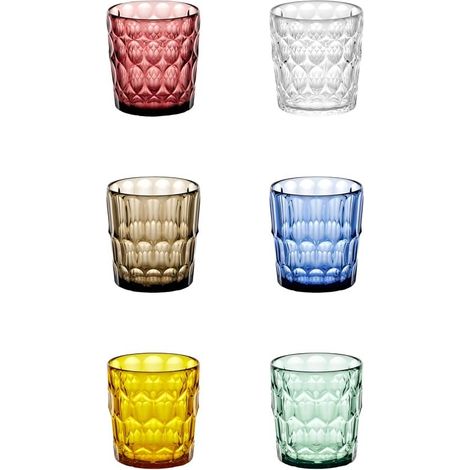 Guzzini Set di 6 bicchieri bassi Vanity, 8,5 cm di diametro e 9,2 cm di altezza, multicolore