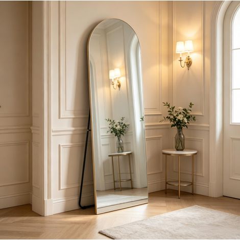 Specchio a figura intera 50 x 150 cm in vetro e MDF dorato, da terra o parete - CHICFURN (1/5)