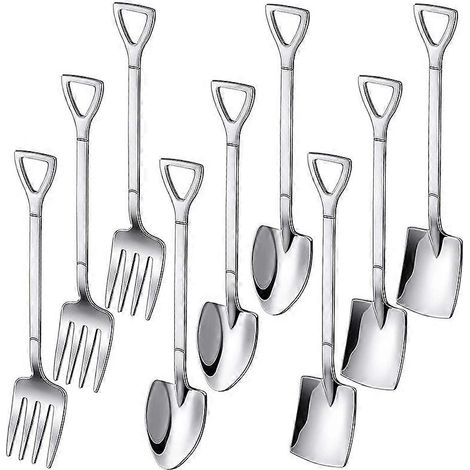 9 pièces : pelle, cuillère, fourchette, cuillère à café, manche de pelle, cuillère à dessert, cuillère à glace, pelle S (1/3)