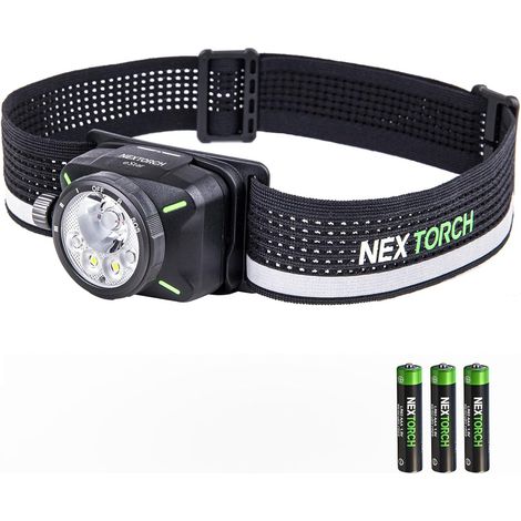 Lampe frontale rechargeable Estar, lampe frontale puissante de 1 200 lumens avec lumières rouges, faisceau réglable (focalisé ou large), lampe frontale légère (Black 1300lm) (1/5)