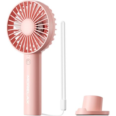 Ventilateur de Poche et de Table, Mini Ventilateur USB Portable, 3 Vitesses, Batterie 10 Heures, Petit Ventilateur Silencieux avec Support et Dragonne, Bureau, Voyage, Extérieur, Rose (1/5)