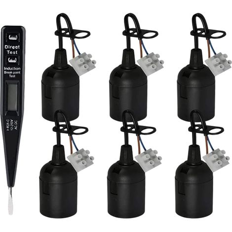 6Pcs Douille E27 noir, E27 Rénovation Douille, 250V 4A douille de lampe avec câble, Douille de Chantier, suspension lampe, convertisseur Baïonnette pour Ampoules LED et Ampoules Halogènes. (1/5)