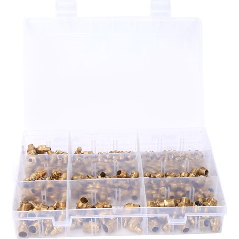 160 pièces graisseur en laiton raccord Zerk M6/M8/M10 45/90/180 degrés (1/5)