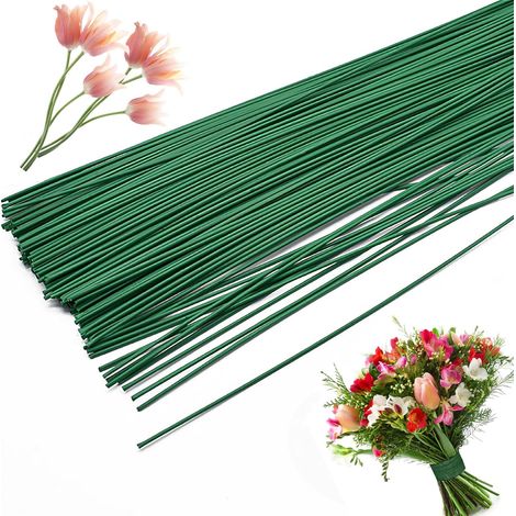 Blumendraht – 50 Stück – Stieldraht – Geeignet für Blumenarrangements, DIY-Sträuße und Bastelarbeiten – 30 cm – Grün (1/5)