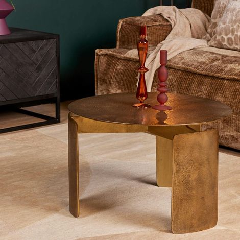Table basse ronde en métal doré  Ø60 cm KANO (1/3)