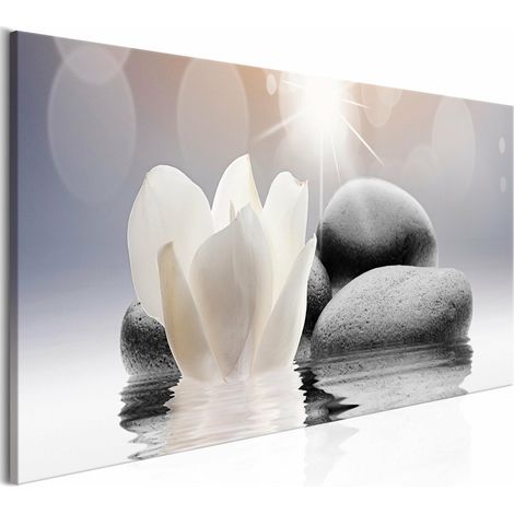 Tableau cailloux dans l'eau étroite - 150 x 50 cm