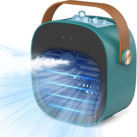 Tragbare Klimaanlage – Mini-Klimaanlage mit wiederaufladbarem Akku (4000 mAh), 3 Geschwindigkeitsstufen, 5–10 Stunden Akkulaufzeit, leiser Tischventilator, persönlicher Luftkühler für Zuhause, Schlafz (1/5)