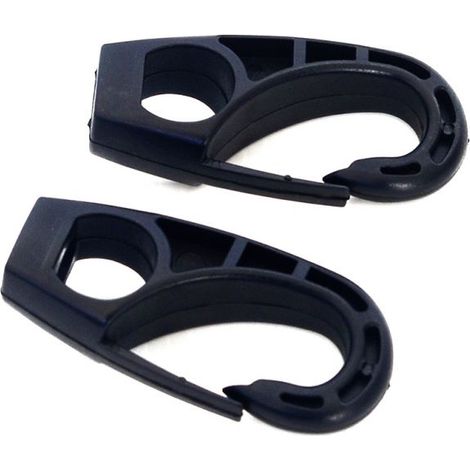 Ganci a moschettone in nylon nero ricambio per elastici Ø 8 mm. 2 pz.