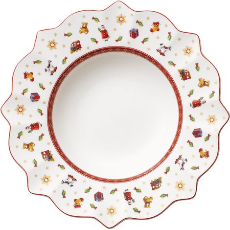 Assiette creuse, 26 cm, Porcelaine, Blanc/Rouge (1/5)