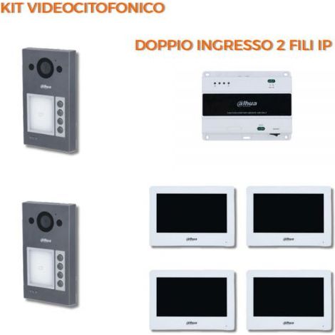 Dahua Kit videocitofonico Doppio ingresso 2 Fili IP - Posto esterno VTO3312Q-P + Monitor 7" VTH2622GW-W Nr.04 Monitor