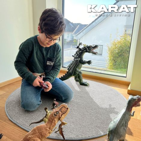 Kinderspielteppich Crocodile Rund Silbergrau 50 cm Durchmesser