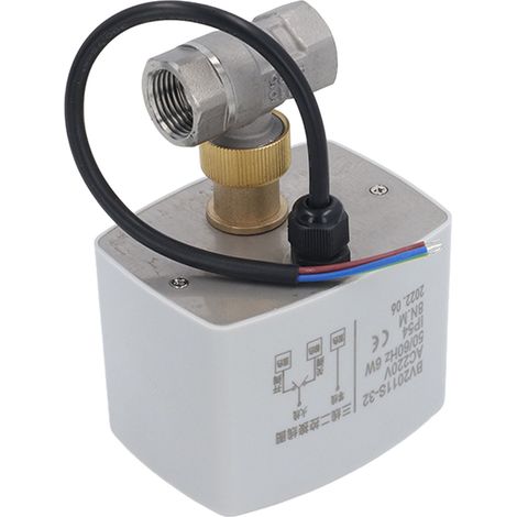 Vanne à boisseau sphérique inox 3 fils DN15 motorisée moteur synchrone avec fin de course pour chauffage ventilation climatisation 220V (1/5)