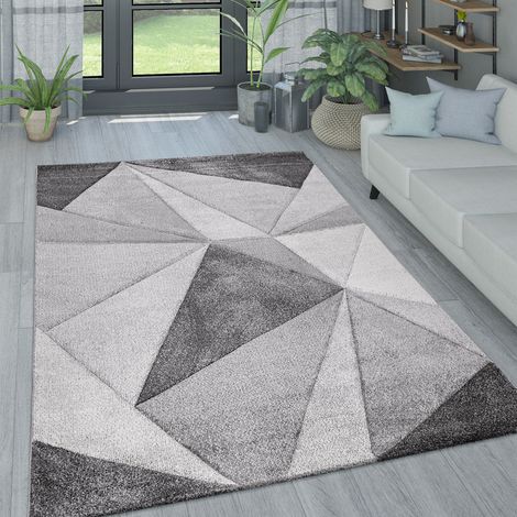 Paco Home Wohnzimmer Teppich in Pastell Farben, Moderne Rauten Dreieck u. Zick-Zack Muster 60x110 cm, Grau