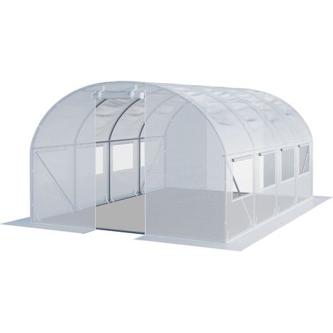 TOOLPORT Foliengewächshaus Gewächshaus 3x4m stabil & langlebig mit Fenster - reißfeste PE Plane 180g/m² weiß transparent (1/5)