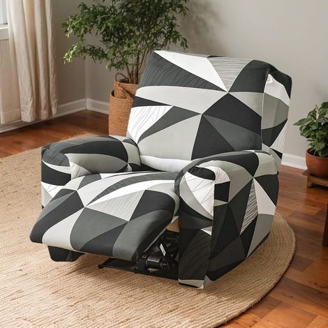 Housse de Fauteuil Relax Haute élasticité pour Fauteuil Relax inclinable 4 pièces avec Poches latérales, Amovibles et lavables Housses de Protection