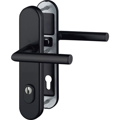 Sicherheits-Drückergarnitur AMSTERDAM, PZ88 Kernziehschutz, für Türstärke 62-72mm, RC3, schwarz matt ÖNORM (1/5)