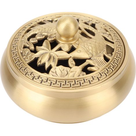 Brûleur d'encens en laiton, serpentin d'encens en cuivre pur de style antique, brûleur d'encens au bois de santal (1/5)