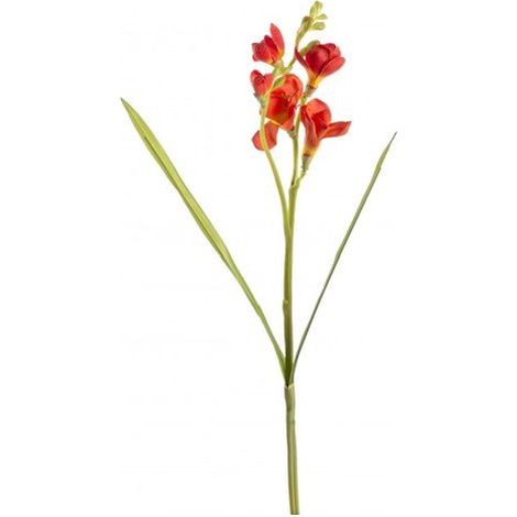 Fiore artificiale Fresia Arancio h 56 cm effetto realistico con foglie verdi (1/2)