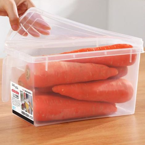 [Fridge Food Box] Boîte de Conservation Rectangulaire Transparente avec Poignée et Couvercle pour Organisation Frigo, Modèle Stackable, Matière Plastique, Dimensions 12x24x15cm, 1 Pièce (1/5)
