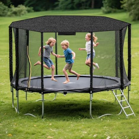 Pare-soleil pour trampoline à 6 poteaux, protection d'ombrage adaptée aux trampolines d'aire de jeux extérieure, accessoire de couverture anti-soleil pour espace de jeu extérieur (1/3)