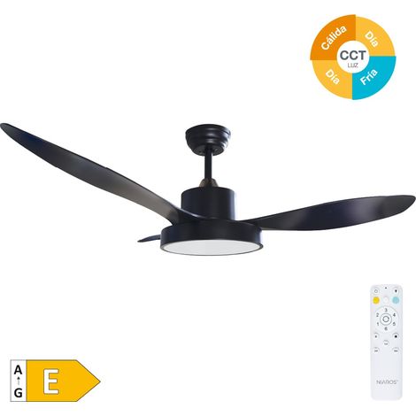 Ventilador techo Biula con luz CCT regulable y mando Ø122 DC Negro (1/5)