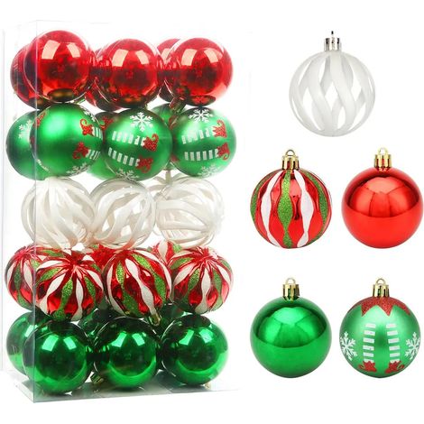 30 boules de Noël, ornements, 6,1 cm, petites boules en plastique incassables, décorations à suspendre pour sapin de Noël, couronnes de fêtes, décorations de sapin (1/5)