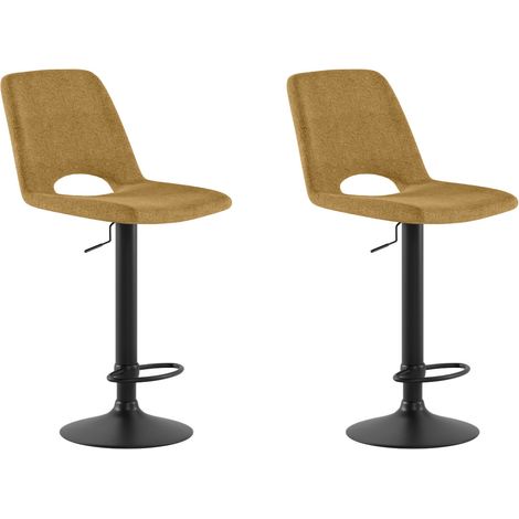 Set 2 Sgabelli Alex 45x52x88,5/103,5 cm con Alzata a GAS in Tessuto Easy-Clean Giallo (1/5)