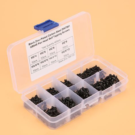 Sortiment mit 400 schwarzen M2/M2,6-Kreuzschlitzschrauben (1/5)