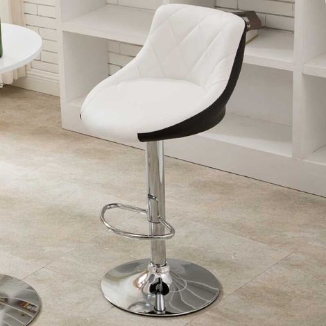Aqrau  Tabouret de bar cuillère dos blanc et noir à l'avant (1/5)