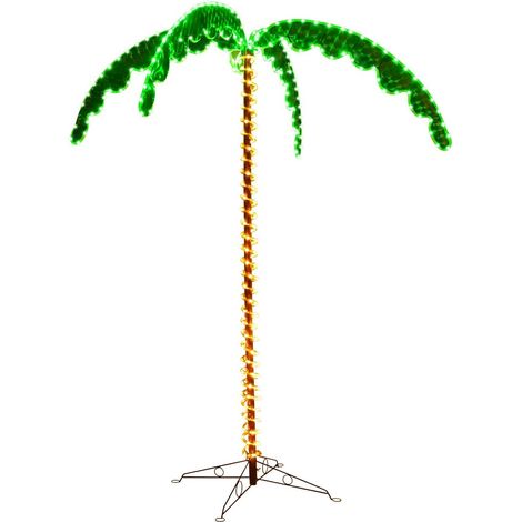 COSTWAY Palma Tropicale con Luci LED 136/168 cm, Illuminazione Esterna con Forma di Palma, con Base Pieghevole, Palma Realistica Decorativa per Feste e Esterno (168cm) (1/5)