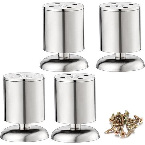 x 50 x 80 mm Möbelfüße – Küchenschrankfüße aus Edelstahl – runde Füße – Gummifüße – sicher und leise (1/5)
