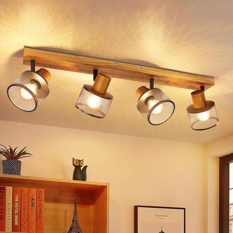 GBLY Projecteur Plafond 4 Lumières E14 Plafonnier Spots Vintage Lampe Plafond Salon Spots Plafond Noirs Lampe Cuisine Lampe Salon Métal Spot Lumineux pour Cuisine Chambre Sans Ampoule
