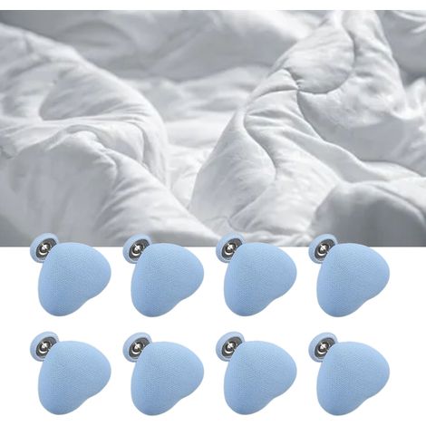 Clips pour couette cœur - Fixation facile pour couette, drap, coussin - 16 pièces cœur bleu avec boîte de rangement (1/5)