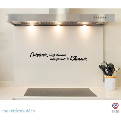 Fond de hotte : Cuisinier, c'est donner une saveur à l'amour 1 - Verre trempé - 90 cm - 60 cm (1/5)