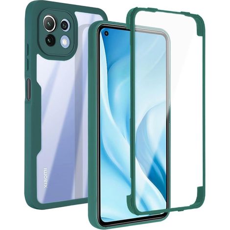 Coque pour Xiaomi Mi 11 Lite 4G/5G NE, Protection D'écran Intégrée Housse Antichoc Militaire Double Face, Case Bumper Anti-Rayures en Silicone Transparent à 360°. Vert (1/5)