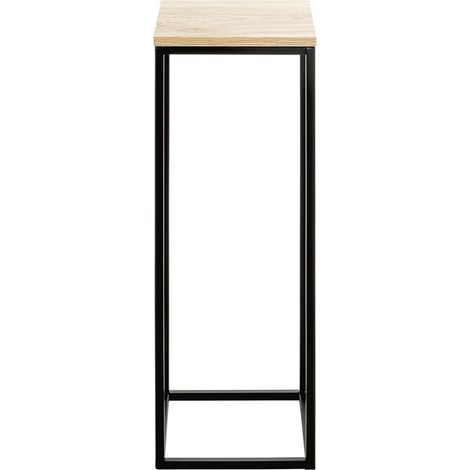 Porte-plantes en bois coloris chêne et métal coloris noir -longueur 23 x profondeur 23 x hauteur 67 cm (1/4)