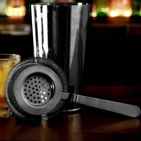 Passoire à Cocktail Professionnelle Noir Gun Métal pour Shaker et Verre à Mélange, Acier Inoxydable 304 (4 Couleurs Disponibles) (1/4)