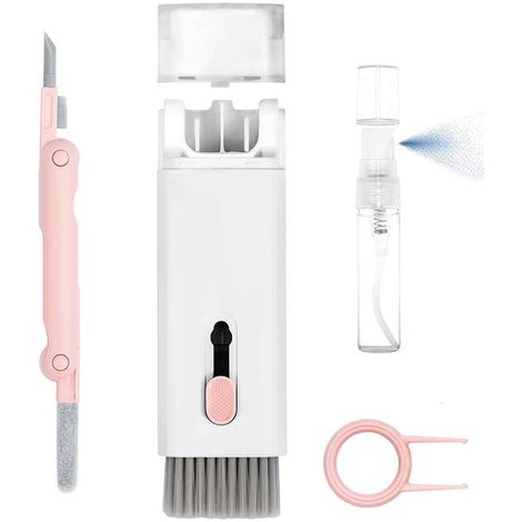Multifunktionales Reinigungsset für AirPods, Kopfhörer und Tastaturen, 7-in-1, Pink und Weiß (1/5)