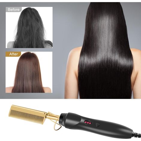 Lisseur électrique à peigne en cuivre pour cheveux secs et humides (1/5)