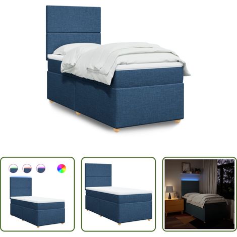 Matratze - Boxspringbett mit Matratze Blau 100x200 cm Stoff (1/5)