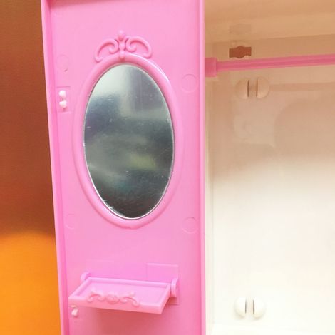 Miniatur-Puppenkleiderschrank zum Rollenspiel, Ankleidezimmerdekoration (1 Stück im Beutel), rosa, wie abgebildet (1/5)