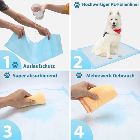 Wolketon Welpenunterlagen für Hunde Toilette, saugfähige Hygienematten, wasserdicht, auslaufsicher, 200 pcs 45 x 60 CM