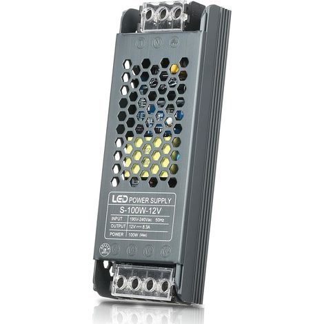 Transformateur 12v 100W, Alimentation AC 220V vers DC 12V 8.3A, LED Ultra Mince Transfo, Driver LED (1/5)