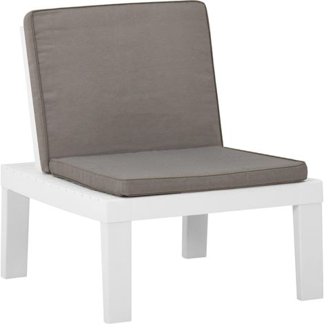Garten-Lounge-Stuhl mit Auflage Kunststoff Weiß