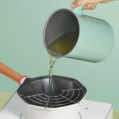 Filtre à huile japonais, pot de décantation d'huile de cuisine 1,4L, bois imitation, vert pomme, pour usage domestique (1/4)